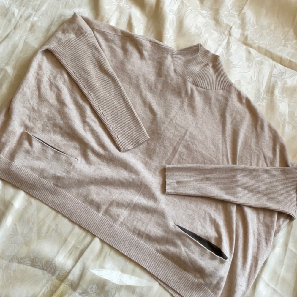 Beige/cream Mock Turtle Neck Oversize Sweater. Large